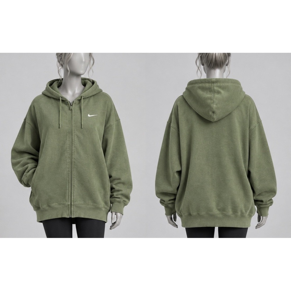 Nike Oversized Full Zip Hoodie Color Olive Green Full Zip Small DM6415-386 NWT